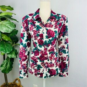 Vintage Pykettes 90s Floral Long Sleeve Button Down Shirt Shabby Chic